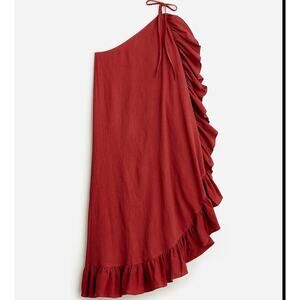 J Crew BQ994 NWT Size Small Ruffle One-Shoulder Cover-Up Dress in Soft Gauze